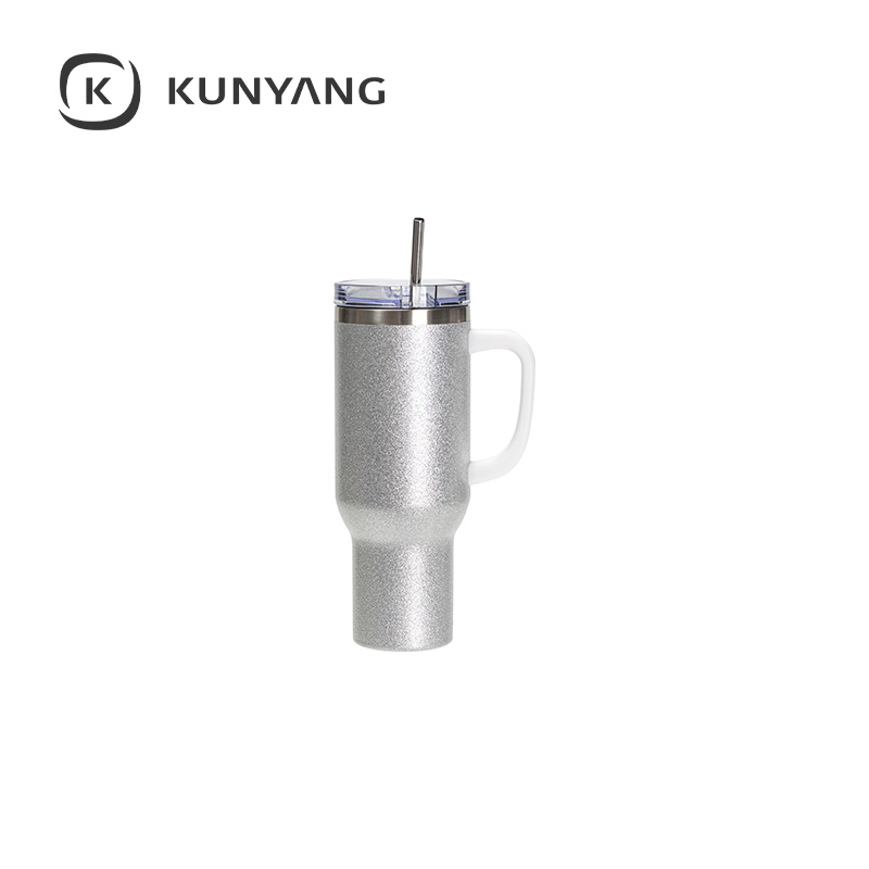 Stainless Steel Handled Travel Tumbler Silver