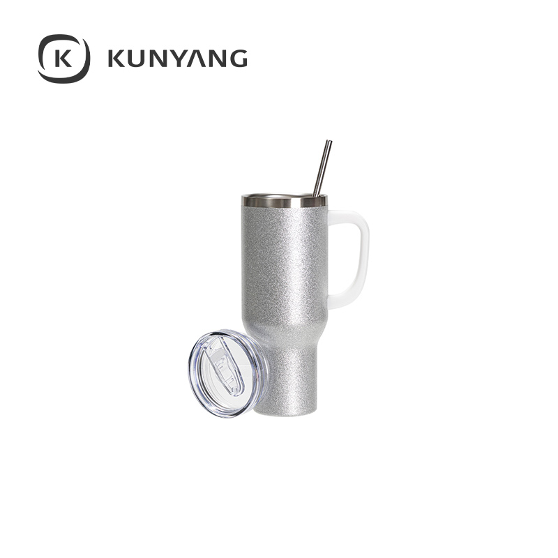 Stainless Steel Handled Travel Tumbler Silver