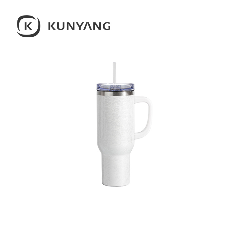 White Handle Puffy Cloud Stainless Steel Travel Tumbler with Lid & Straw White