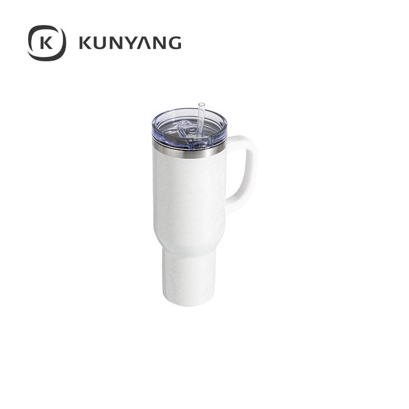 White Handle Puffy Cloud Stainless Steel Travel Tumbler with Lid & Straw White