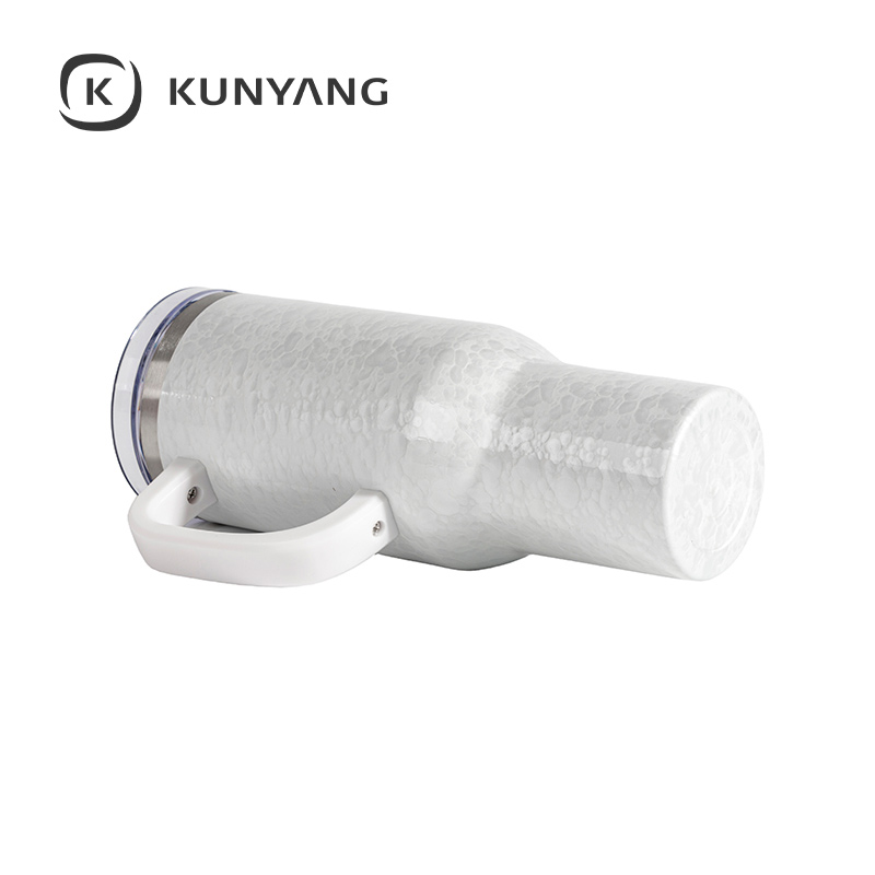 White Handle Puffy Cloud Stainless Steel Travel Tumbler with Lid & Straw White