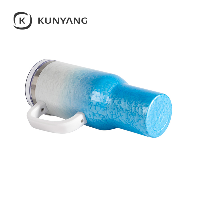 White Handle Puffy Cloud Stainless Steel Travel Tumbler with Lid & Straw Light Blue