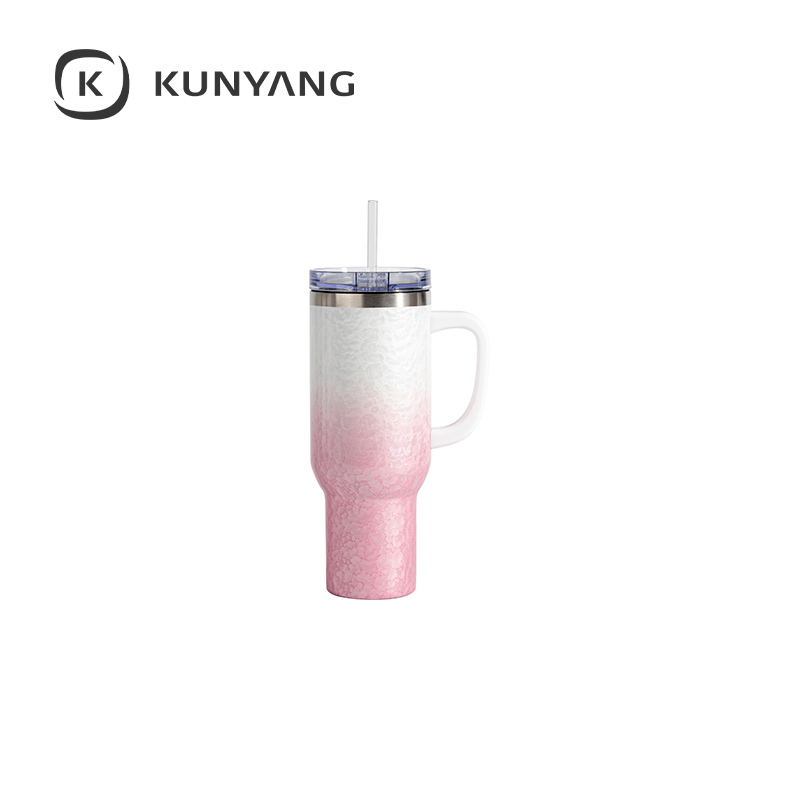 White Handle Puffy Cloud Stainless Steel Travel Tumbler with Lid & Straw Pink