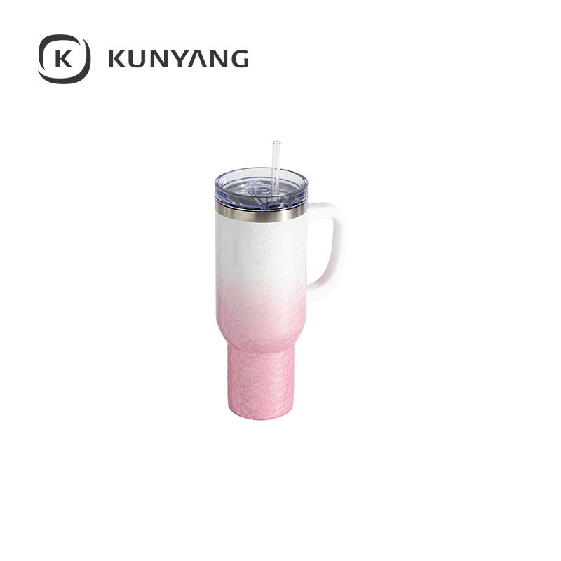 White Handle Puffy Cloud Stainless Steel Travel Tumbler with Lid & Straw Pink