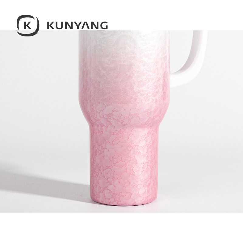 White Handle Puffy Cloud Stainless Steel Travel Tumbler with Lid & Straw Pink