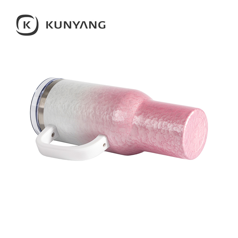 White Handle Puffy Cloud Stainless Steel Travel Tumbler with Lid & Straw Pink