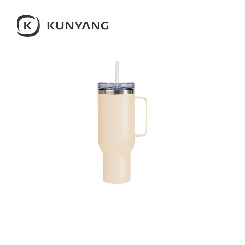 40oz/1200ml Stainless Steel Matte Travel Tumbler with Silver Trim  & Clear Slide Lid & Plastic Straw