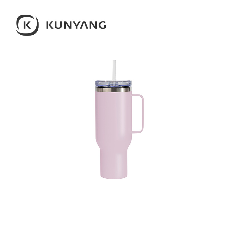 40oz/1200ml Stainless Steel Matte Travel Tumbler with Silver Trim  & Clear Slide Lid & Plastic Straw