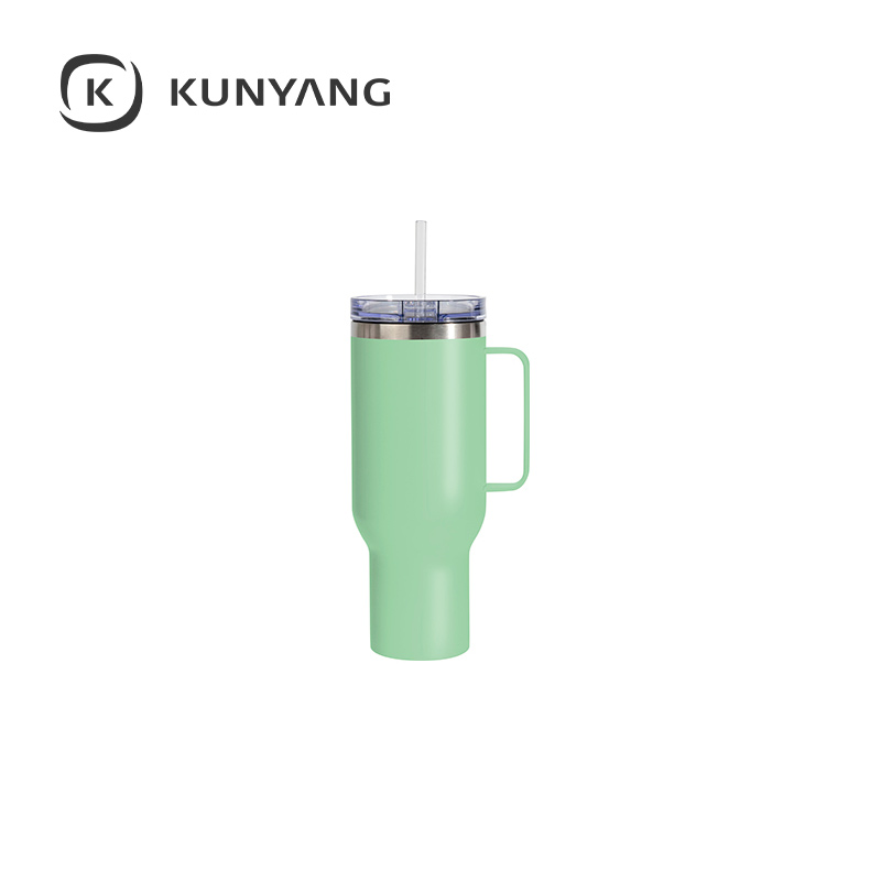 40oz/1200ml Stainless Steel Matte Travel Tumbler with Silver Trim  & Clear Slide Lid & Plastic Straw