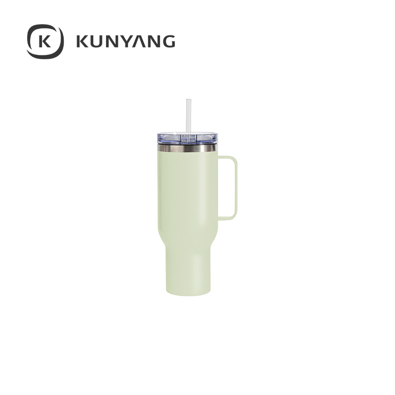 40oz/1200ml Stainless Steel Matte Travel Tumbler with Silver Trim  & Clear Slide Lid & Plastic Straw