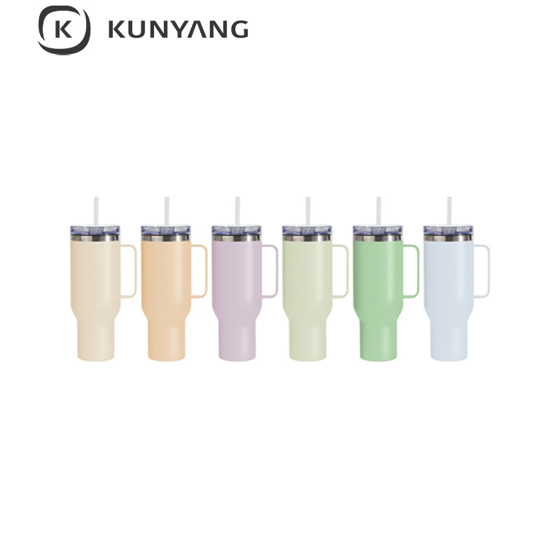 40oz/1200ml Stainless Steel Matte Travel Tumbler with Silver Trim  & Clear Slide Lid & Plastic Straw