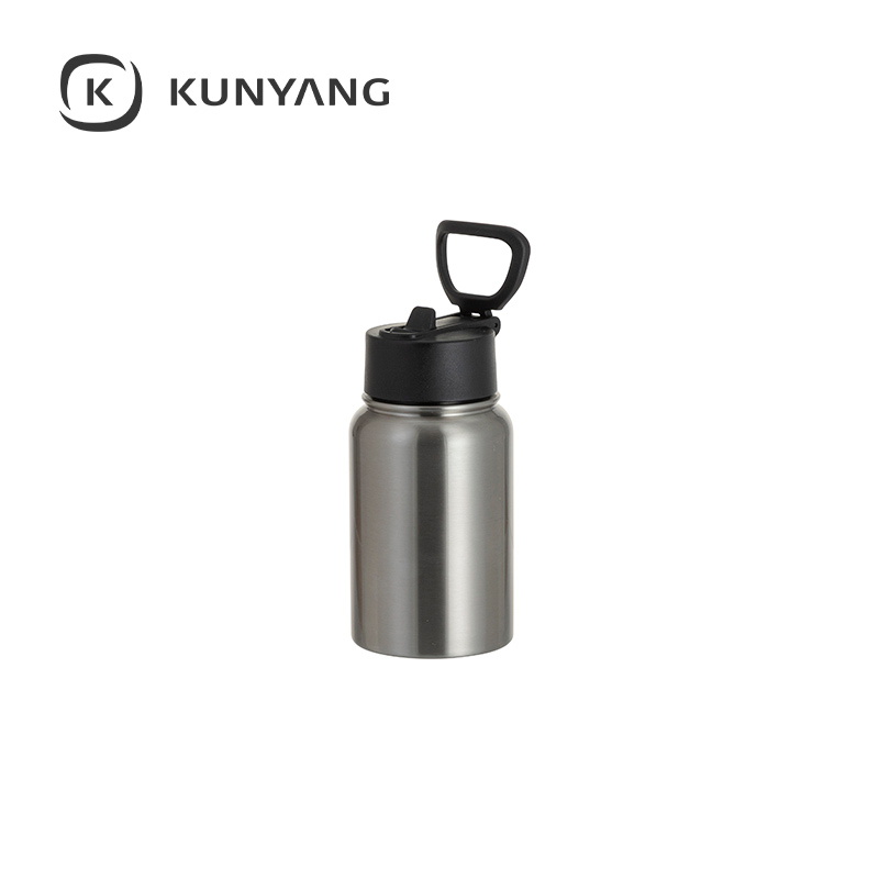 Stainless Steel water Bottle w/Wide Mouth Straw & Portable Lid