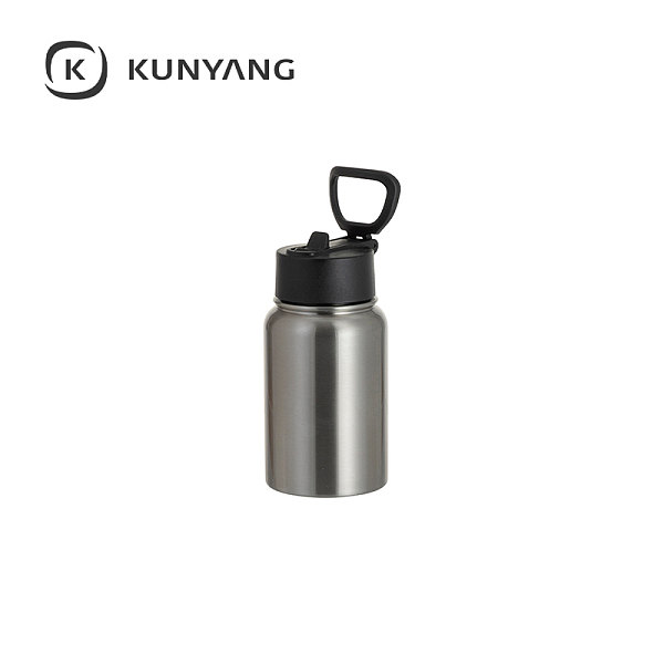 Stainless Steel water Bottle w/Wide Mouth Straw & Portable Lid
