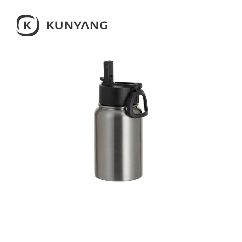 Stainless Steel water Bottle w/Wide Mouth Straw & Portable Lid