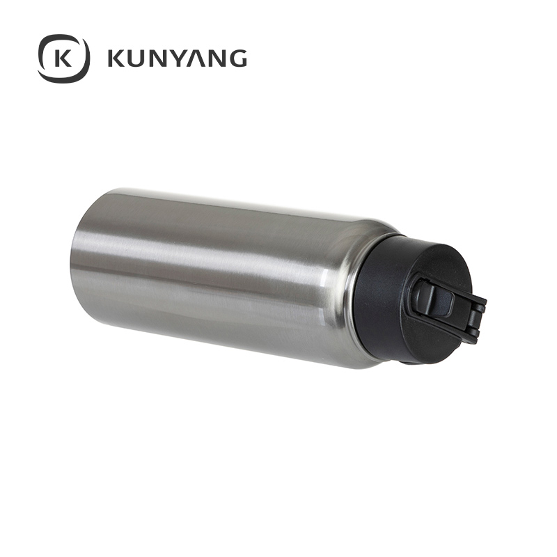 Stainless Steel water Bottle w/Wide Mouth Straw & Portable Lid