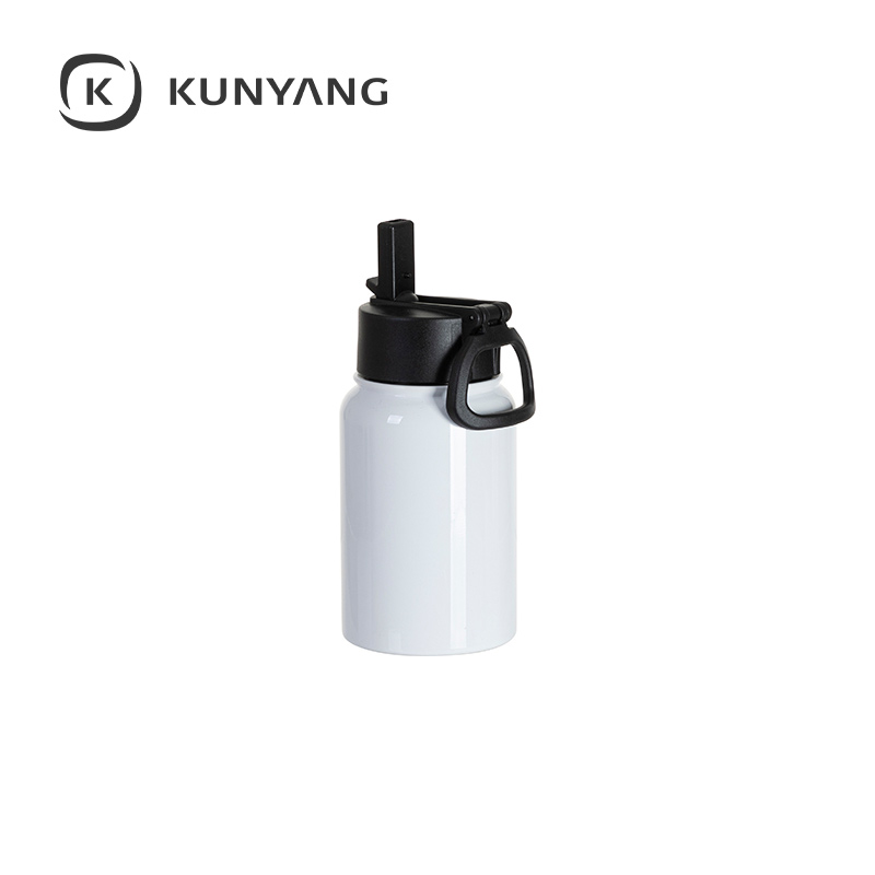 Stainless Steel water Bottle w/Wide Mouth Straw & Portable Lid