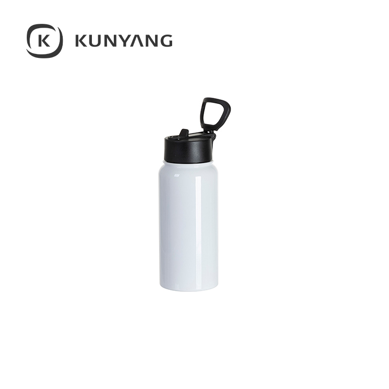 Stainless Steel water Bottle w/Wide Mouth Straw & Portable Lid