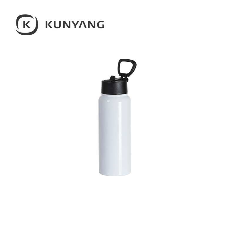 Stainless Steel water Bottle w/Wide Mouth Straw & Portable Lid