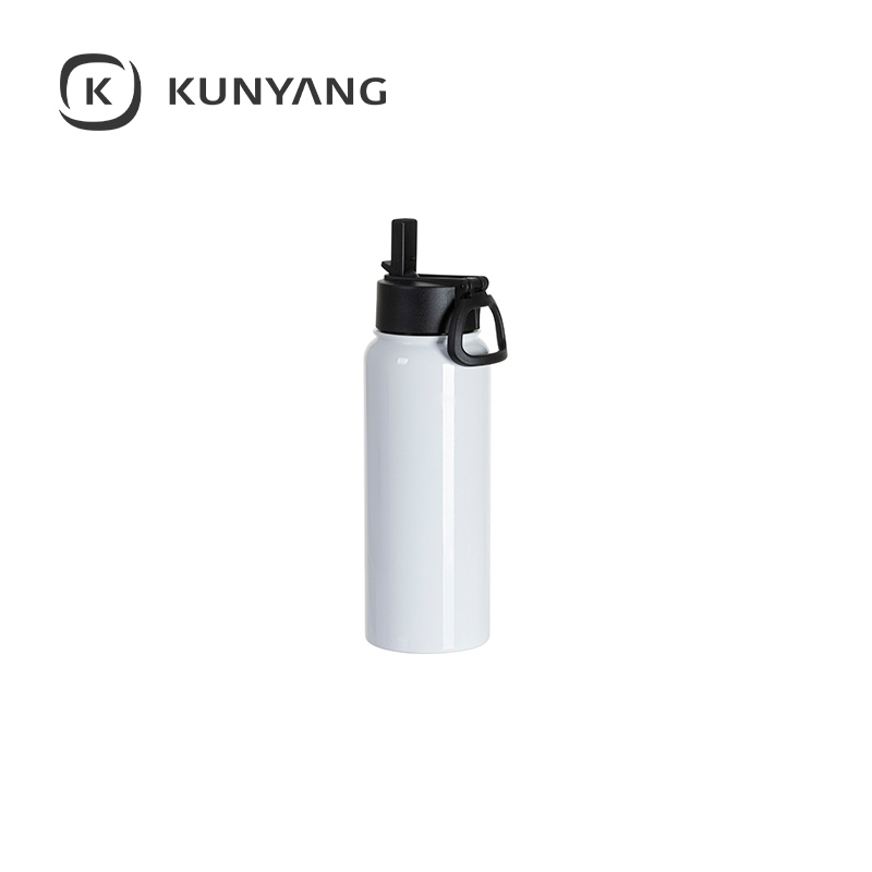 Stainless Steel water Bottle w/Wide Mouth Straw & Portable Lid