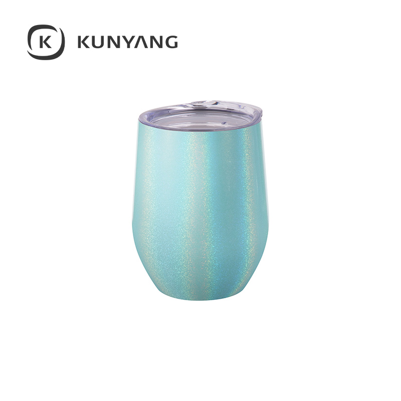 12oz/360ml Stainless Steel Stemless Cup w/Lid Light Blue