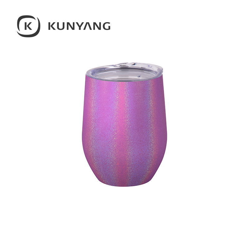 12oz/360ml Stainless Steel Stemless Cup w/Lid Purple