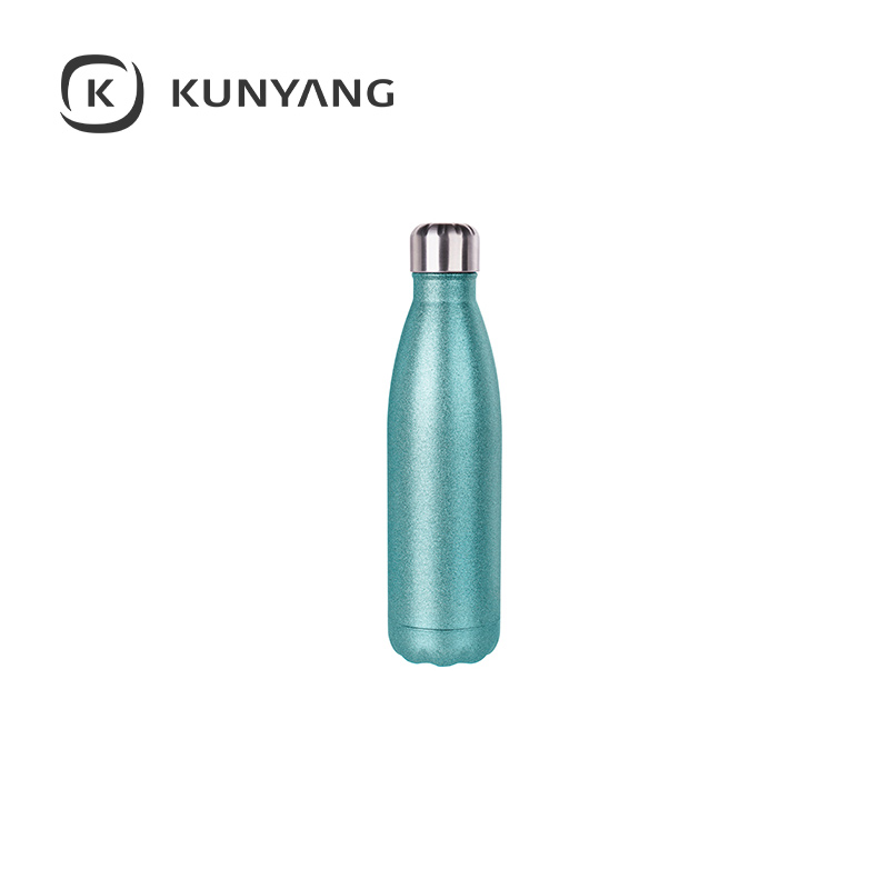 17oz/500ml Stainless Steel Cola Shaped Bottle w/Lid Light Blue