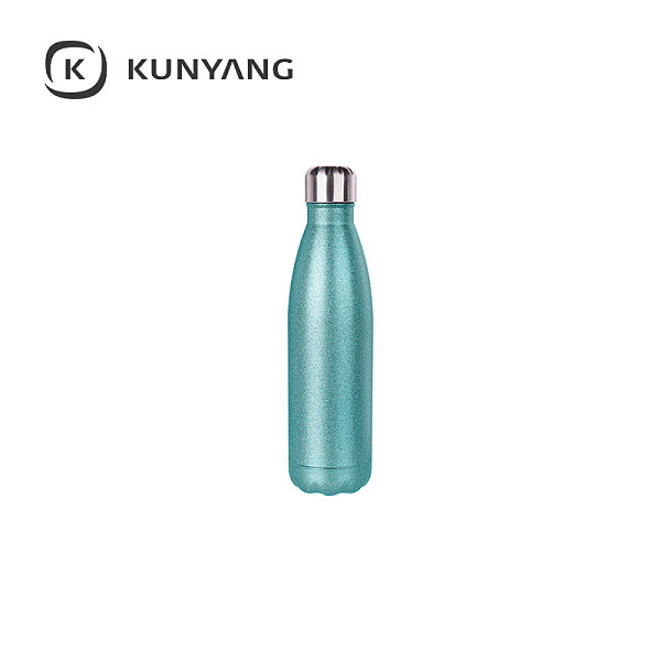 17oz/500ml Stainless Steel Cola Shaped Bottle w/Lid Light Blue
