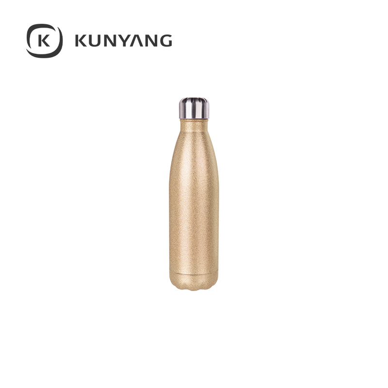 17oz/500ml Stainless Steel Cola Shaped Bottle w/Lid Gold