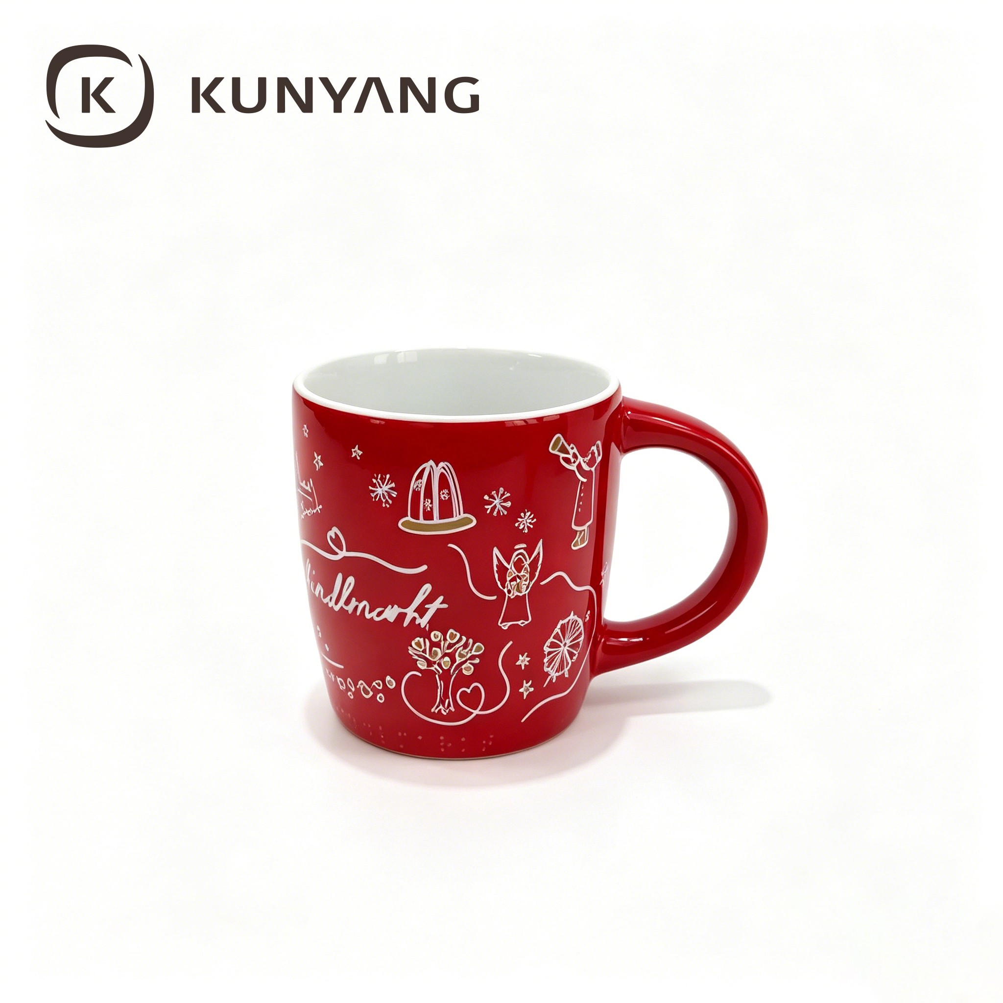 Festive Vienna Christmas Market Red Ceramic Mug - Authentic European Holiday Style Coffee Cup Souvenir