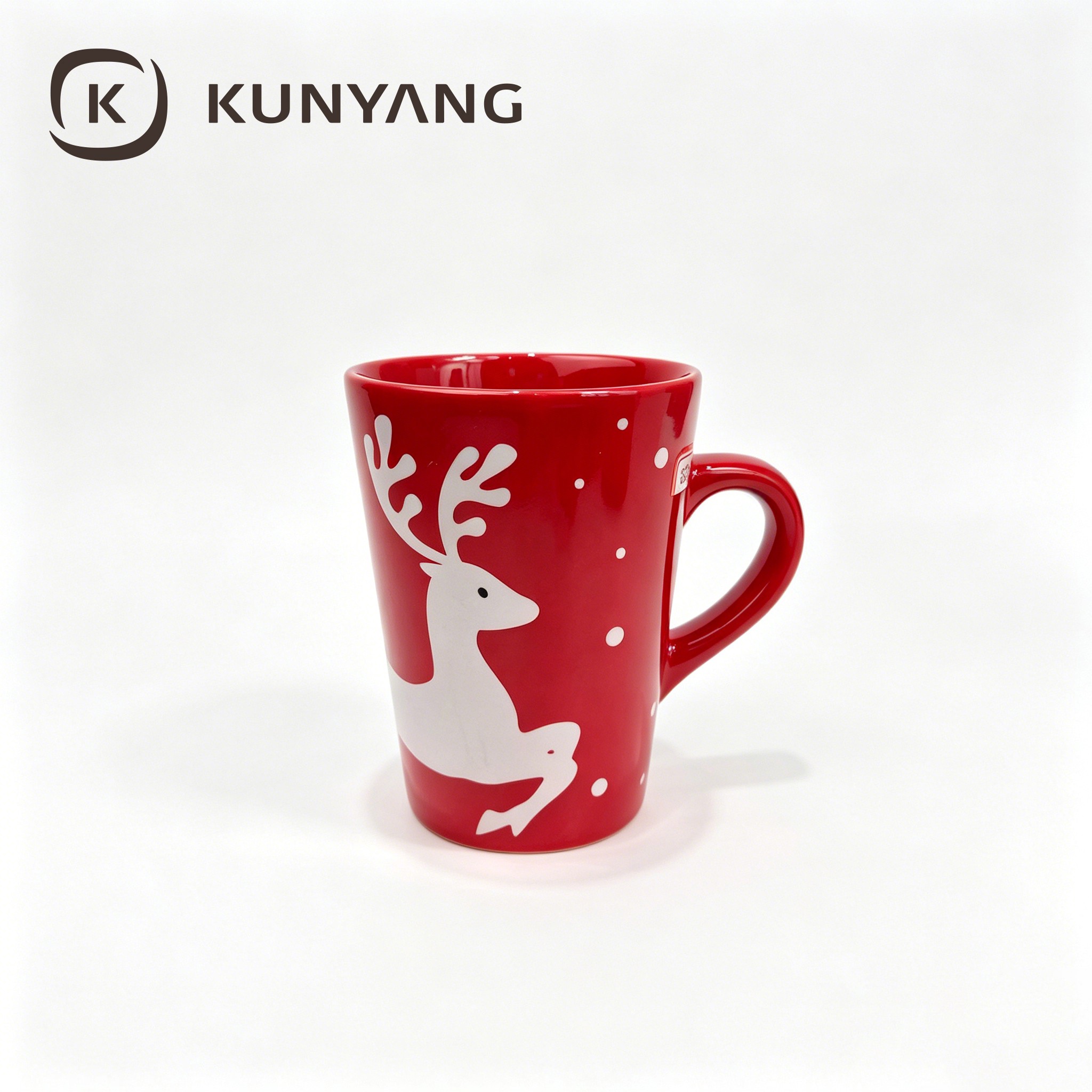 Custom Merry Christmas Ceramic Coffee Mug Set Red and Navy Blue Reindeer Snowman Elf Pattern Tea Cups for Holiday Gifts