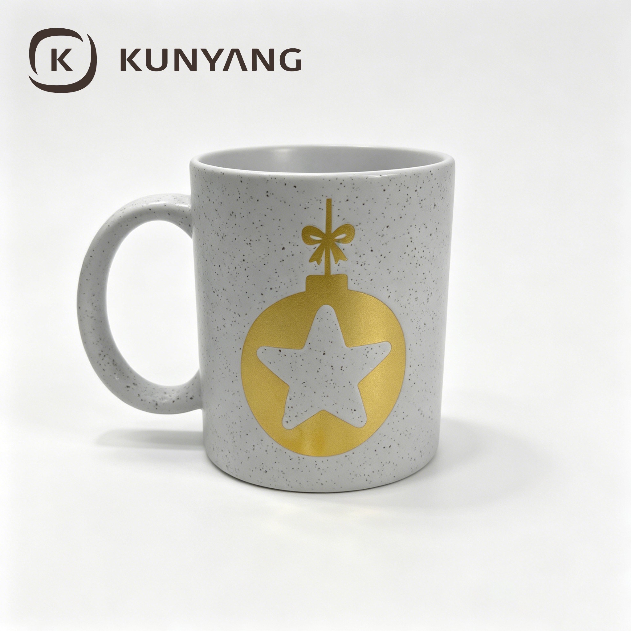 Golden high-grade Christmas pattern ceramic mug - White cup can be customized