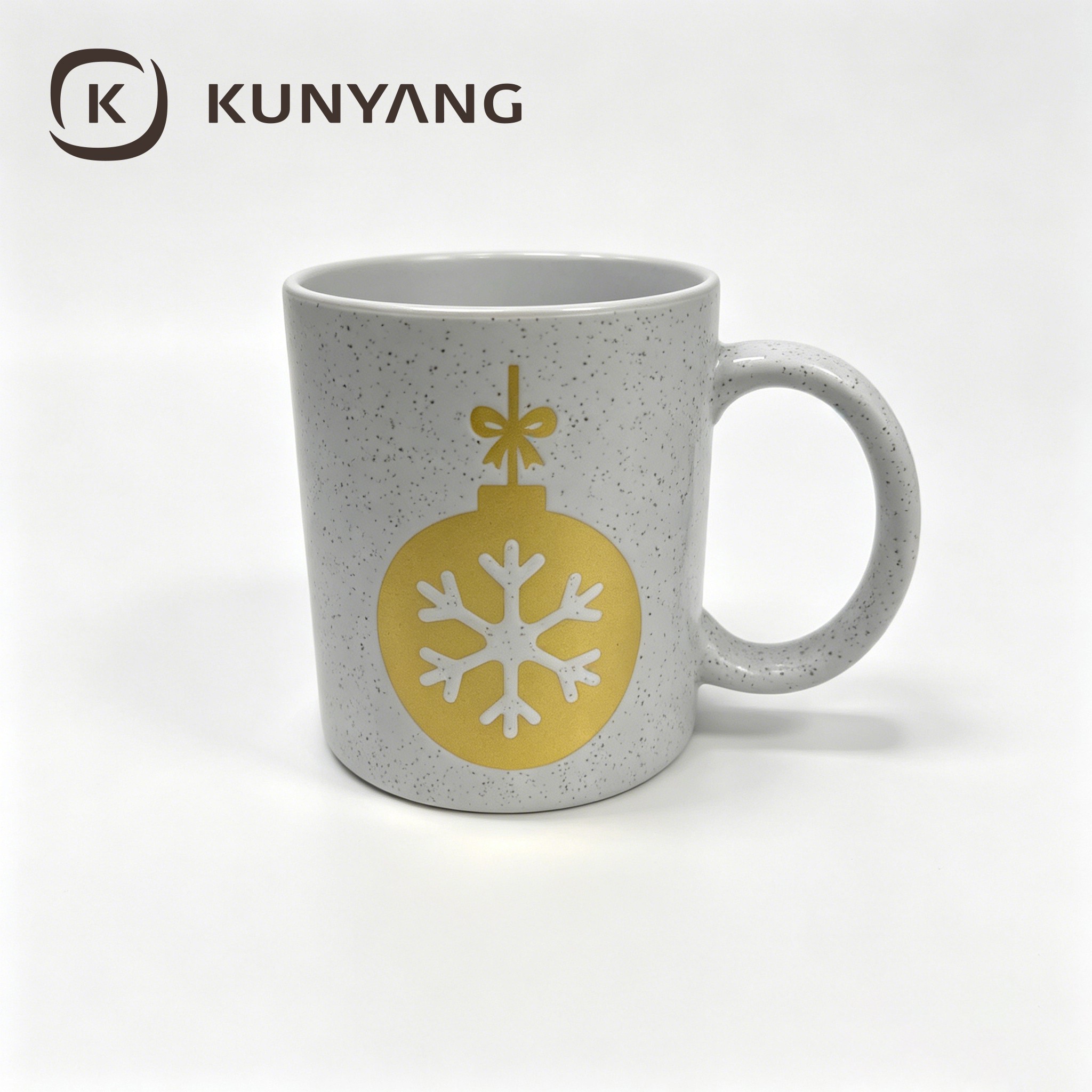 Golden high-grade Christmas pattern ceramic mug - White cup can be customized