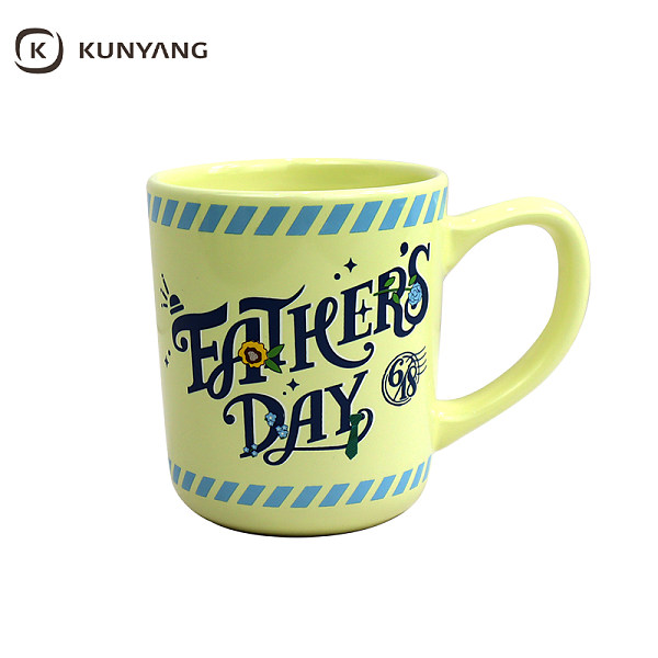 Father Mother Day Striped Rim Letter Ceramic Mug