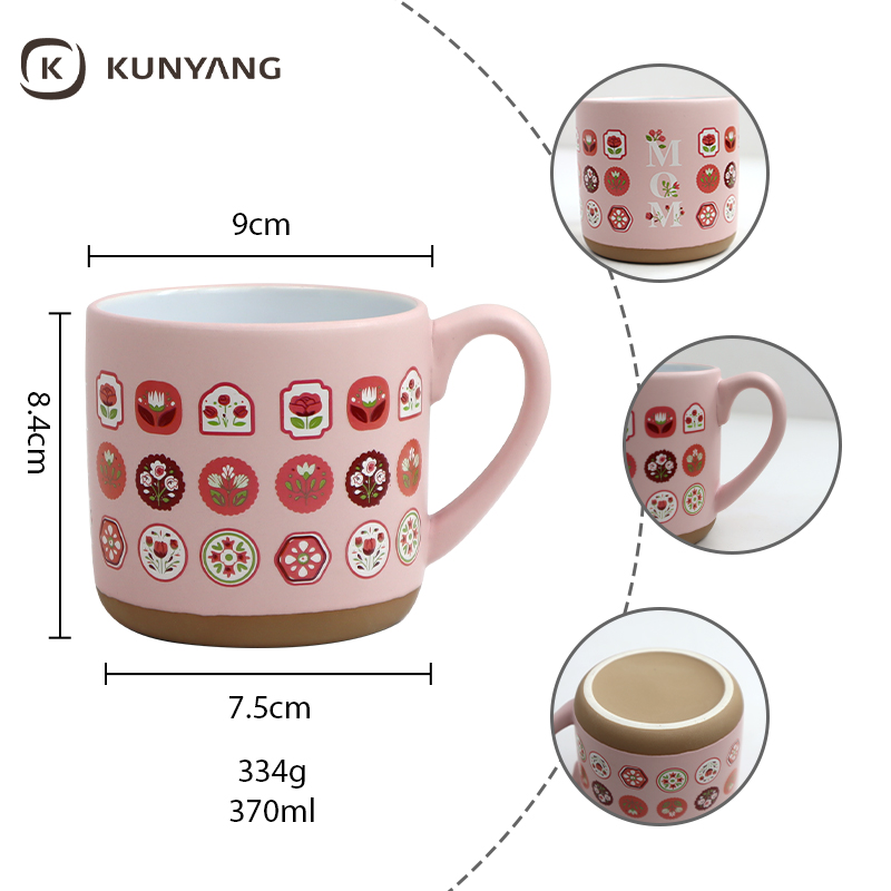 Custom Mother's Day Round Floral Icon Pink Ceramic Mug
