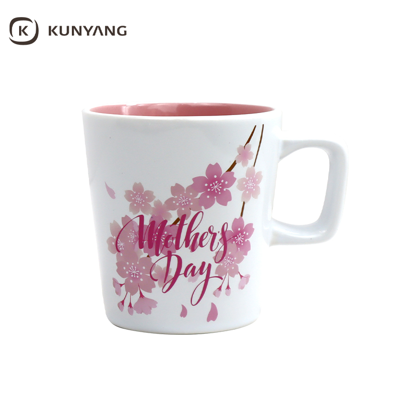 Outer White Inner Red Cherry Blossom Coffee Cup