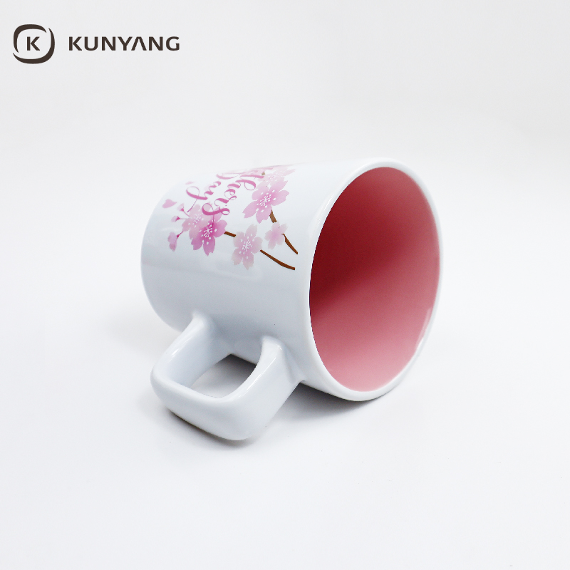 Outer White Inner Red Cherry Blossom Coffee Cup