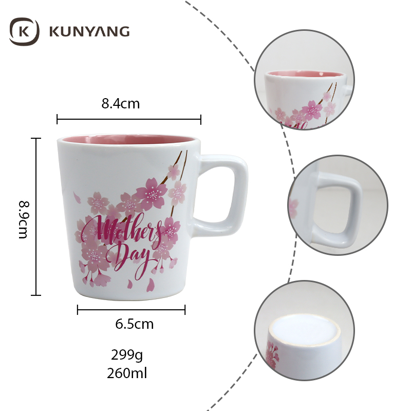 Outer White Inner Red Cherry Blossom Coffee Cup