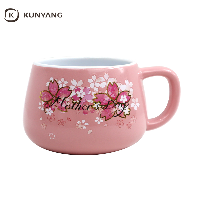 Mother's Day Pink Sakura Floral Round Ceramic Mug