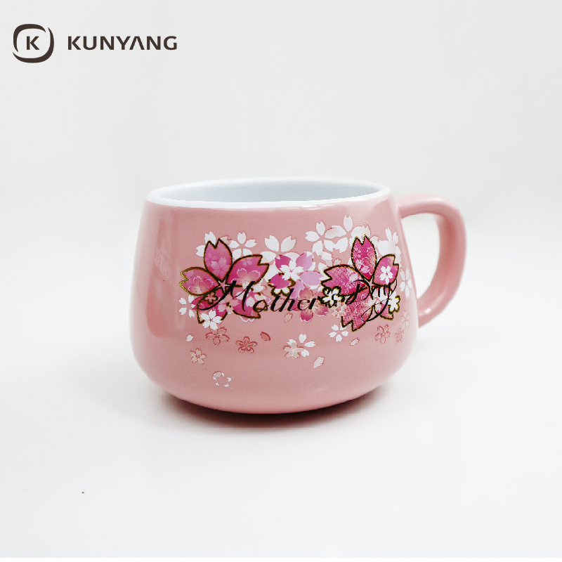Mother's Day Pink Sakura Floral Round Ceramic Mug