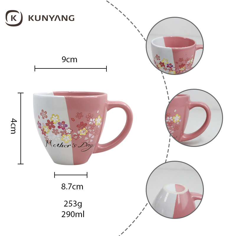 Custom Mother's Day Mommy Floral Split Two-Tone Ceramic Mug