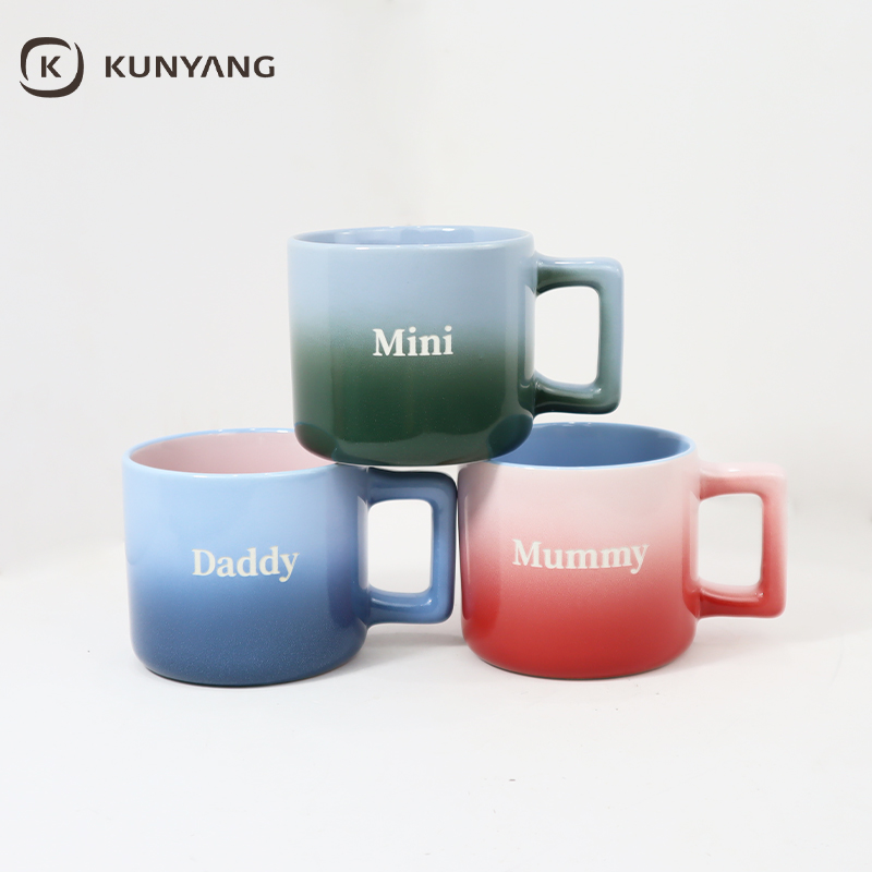 Daddy Mummy Mini Family Letter Printed Ombre Color Drinking Cup Set
