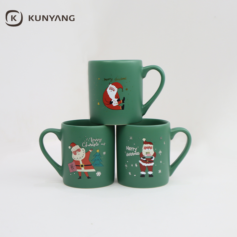 Matte Ceramic Mug with Santa Print Christmas Gift