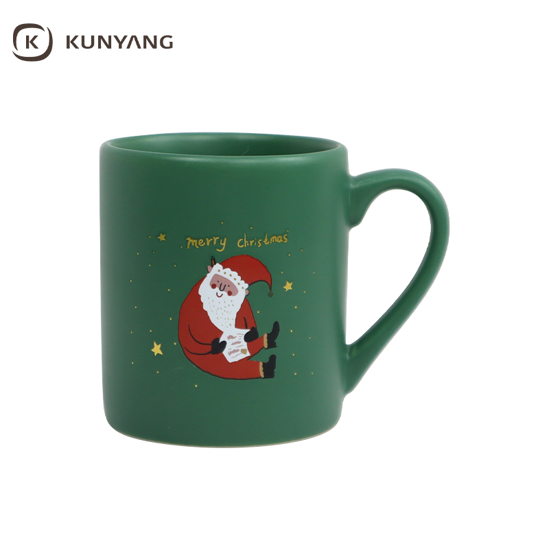 Matte Ceramic Mug with Santa Print Christmas Gift