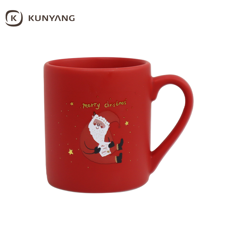 Matte Ceramic Mug with Santa Print Christmas Gift