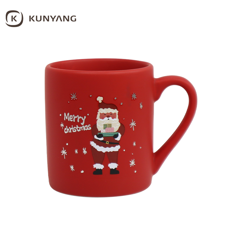 Matte Ceramic Mug with Santa Print Christmas Gift