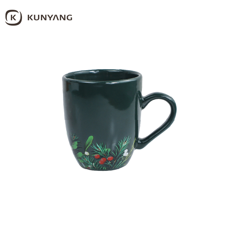 Custom Christmas Ceramic Mug with Holly Berry Pattern