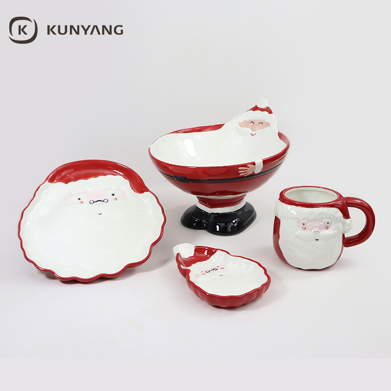 Christmas Santa Shaped Ceramic Cup & Bowl
