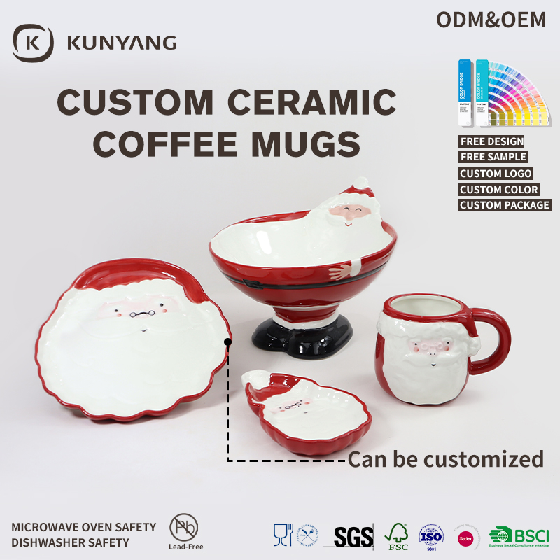 Christmas Santa Shaped Ceramic Cup & Bowl