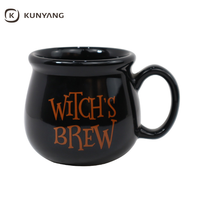 Black Witch Pot Shaped Letter Print Coffee Cup