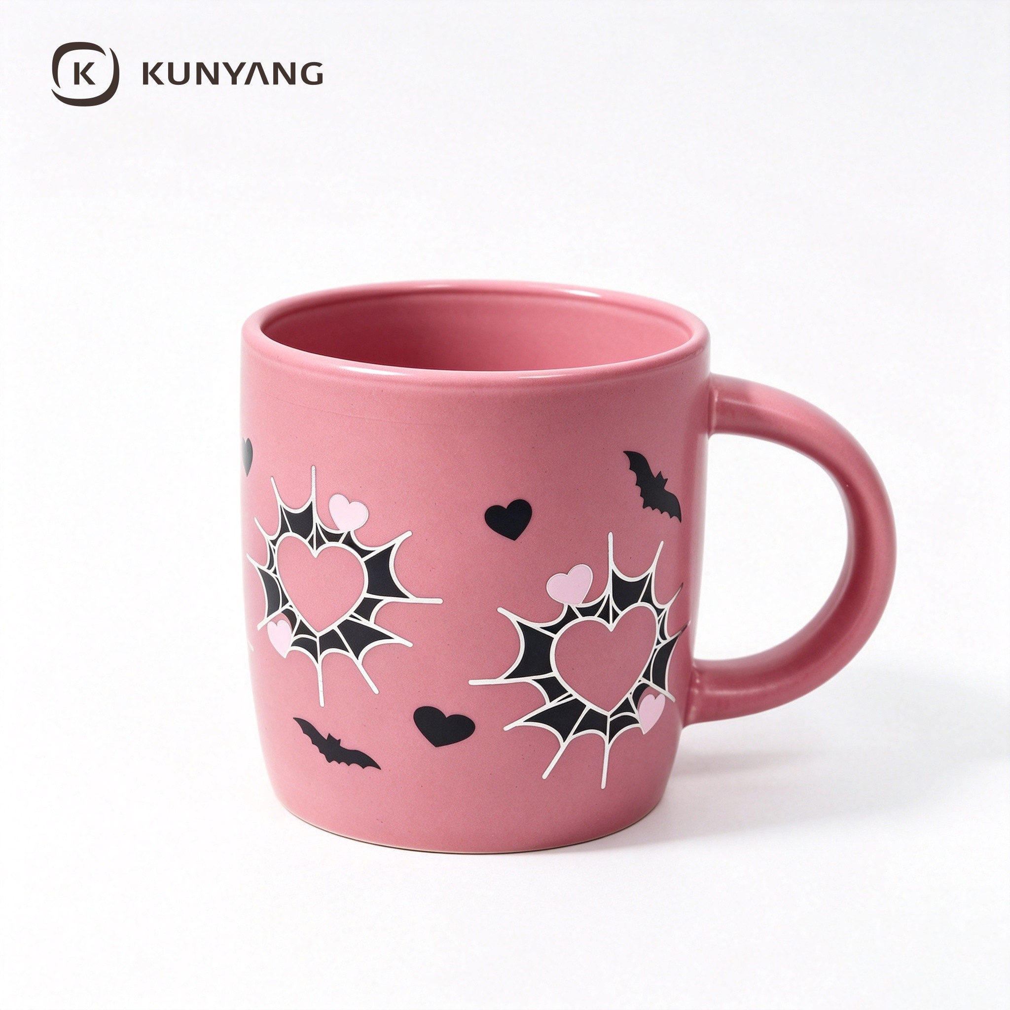 Halloween Bat Heart Pink Mug